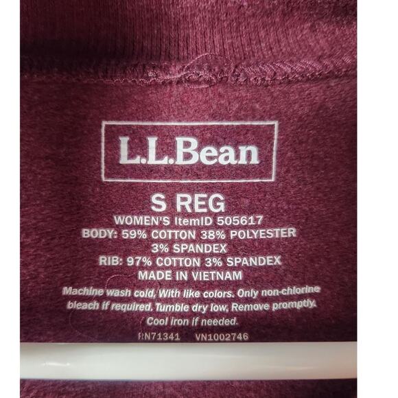 L.L.Bean Cozy Camp Hoodie Sweatshirt Small Burgundy Mountain Scene - Picture 5 of 7